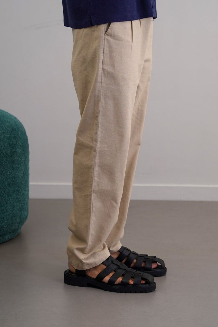 KHAKI RESORT LINEN PANTS
