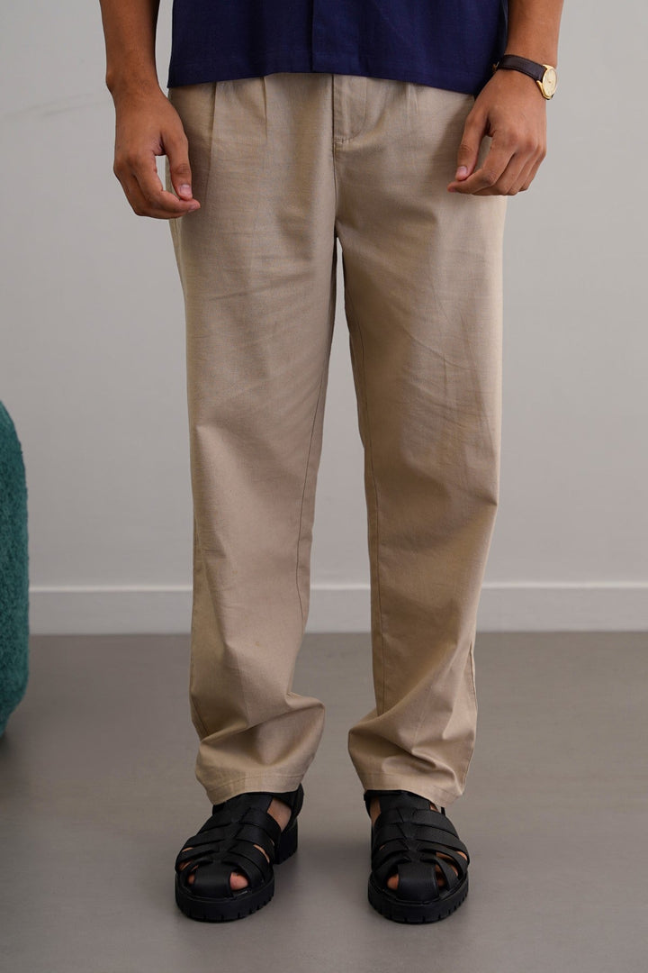 KHAKI RESORT LINEN PANTS