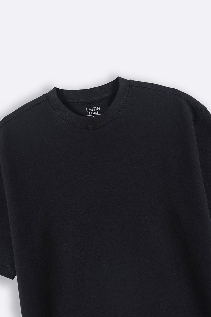 BLACK INTERLOCK TEE