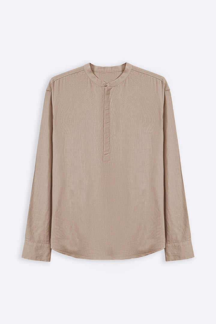 BEIGE HALF PLACKET SHIRT