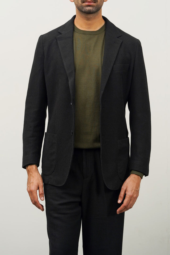 BLACK TEXTURED BLAZER