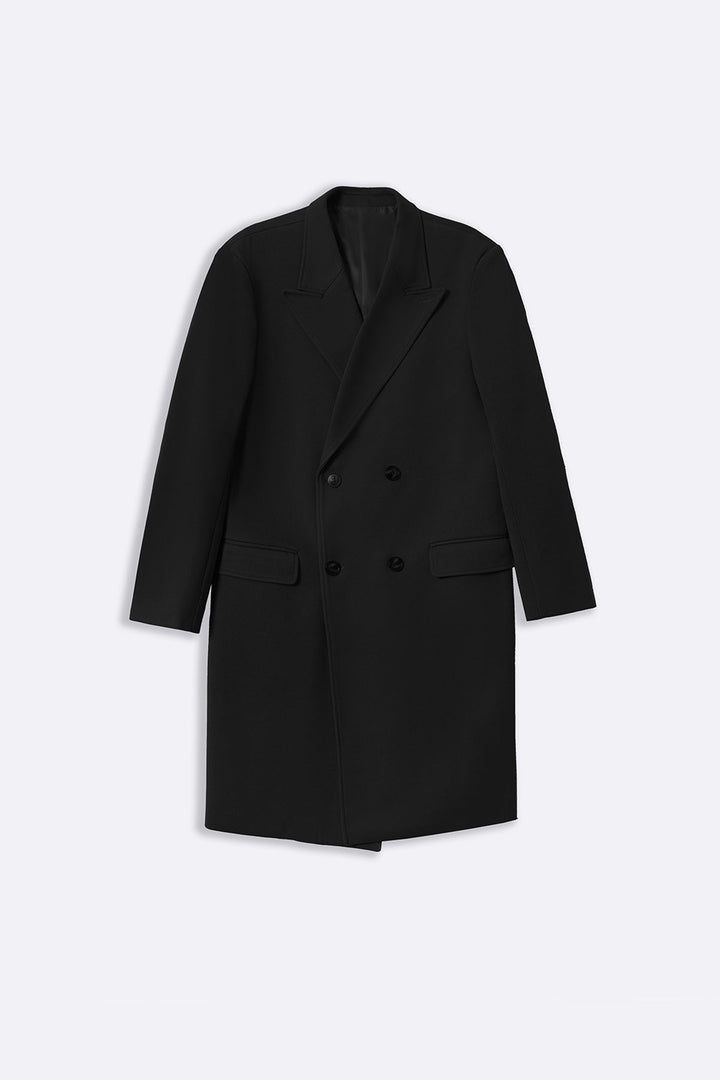 BLACK DOUBLE BREASTED OVERCOAT