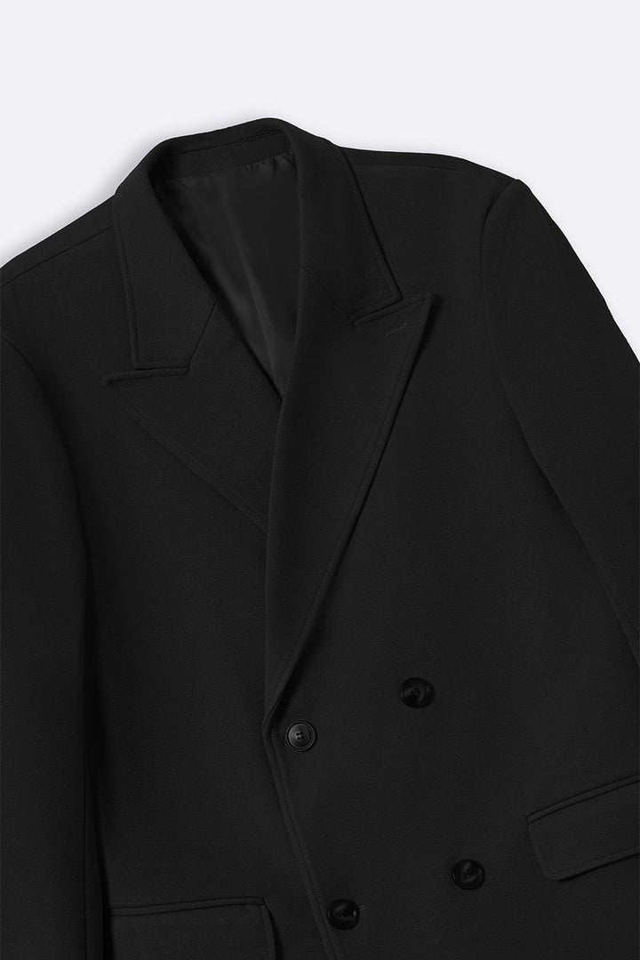BLACK DOUBLE BREASTED OVERCOAT