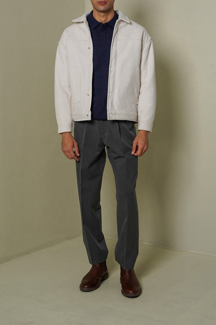 CREAM FUR-LINED CORDUROY JACKET