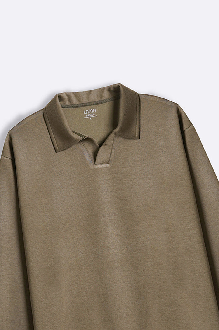 OLIVE LONG SLEEVE POLO