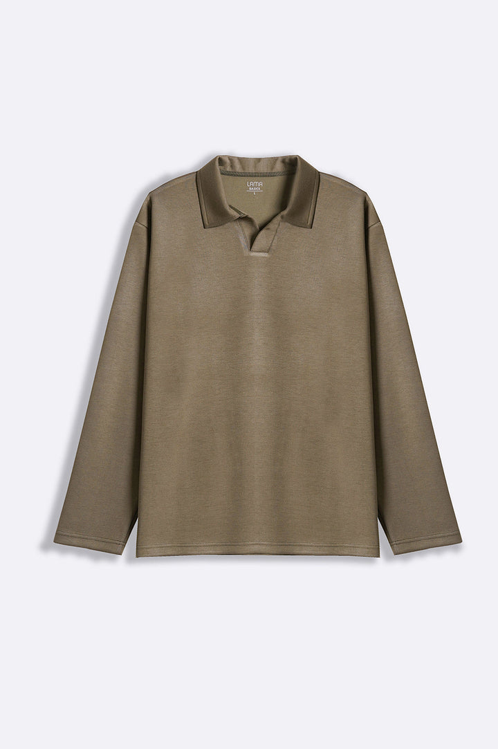 OLIVE LONG SLEEVE POLO