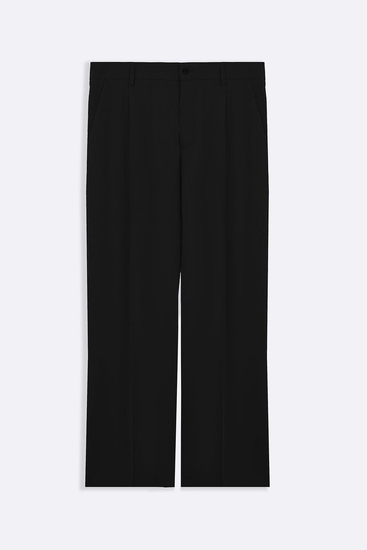 BLACK 3D PLEATED PANTS