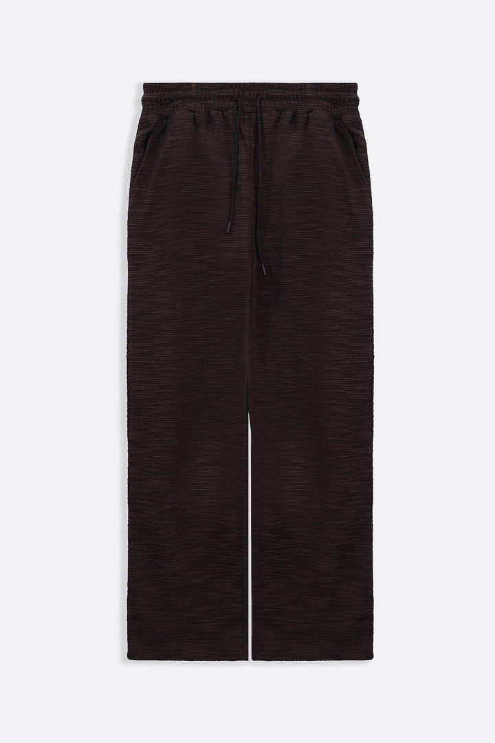 DARK BROWN BOUCLE TROUSERS
