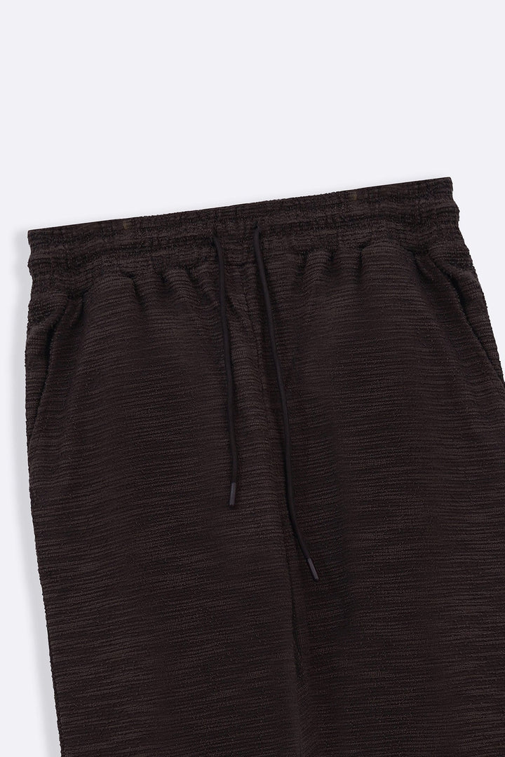 DARK BROWN BOUCLE TROUSERS