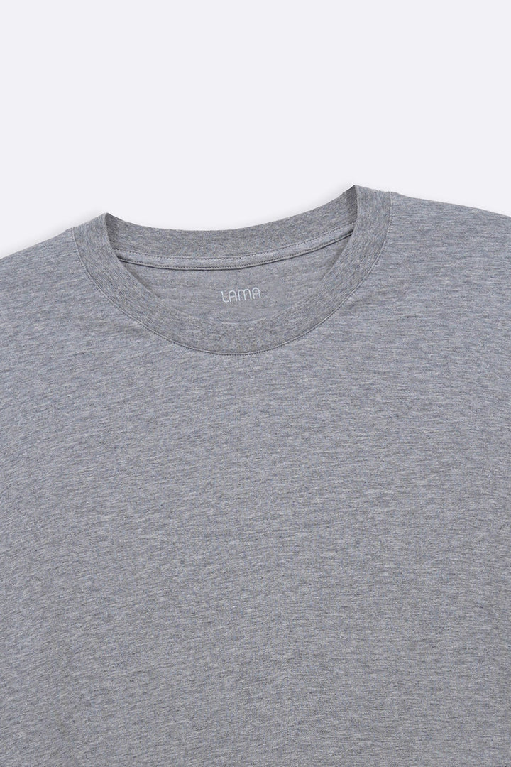 MELANGE GREY BASIC COTTON TEE