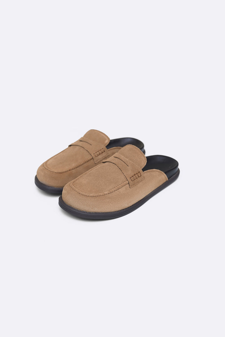 TAUPE SUEDE LEATHER MULES