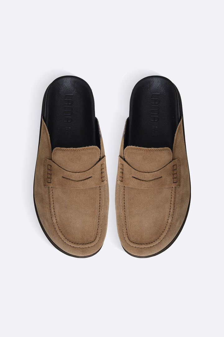 TAUPE SUEDE LEATHER MULES