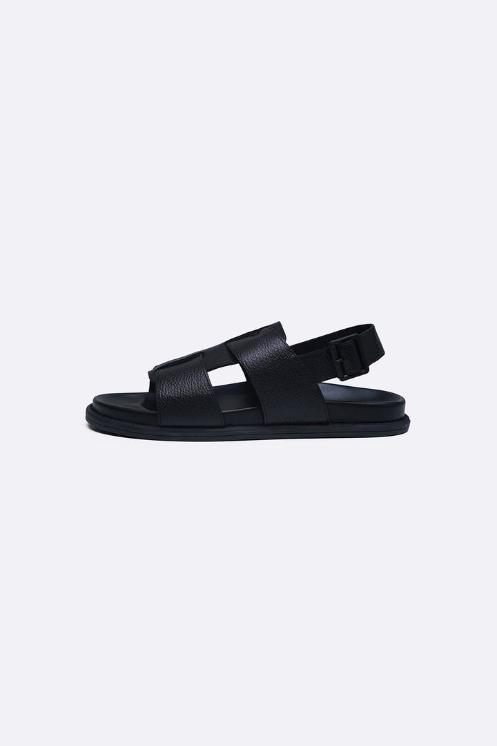 BLACK LEATHER SANDALS