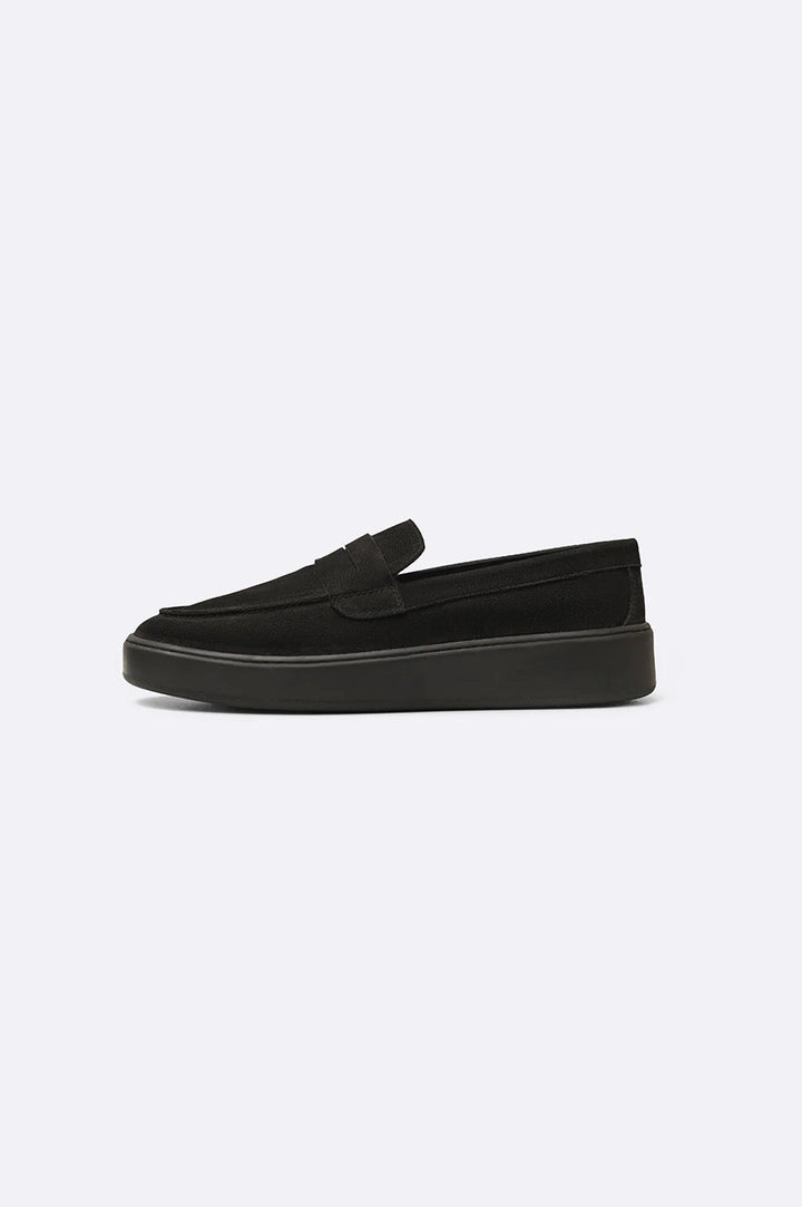 ALL BLACK LEATHER PENNY LOAFERS