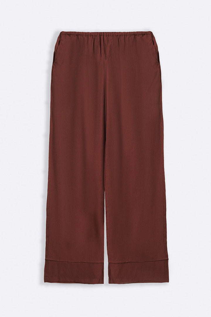 WINE FLOWY TEXTURED PANTS