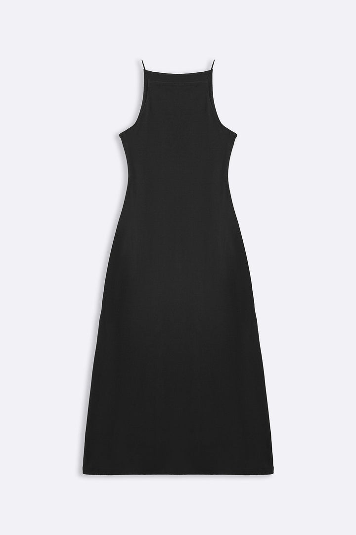 BLACK BODYCON A-LINE DRESS