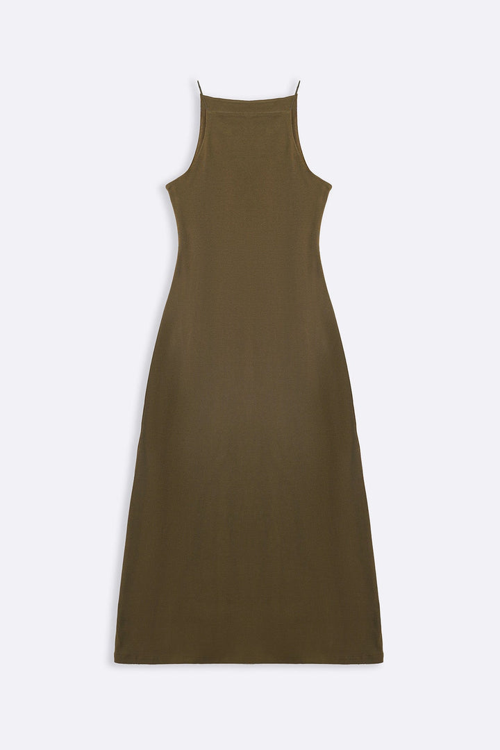 OLIVE BODYCON A-LINE DRESS