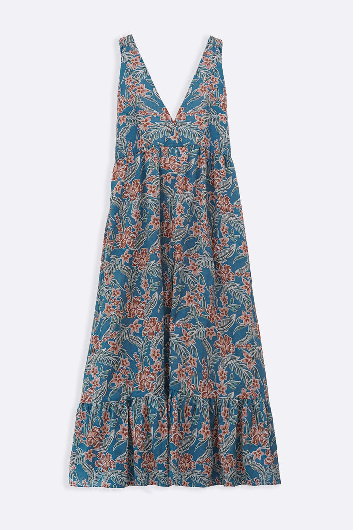 BLUE COTTON HALTER DRESS