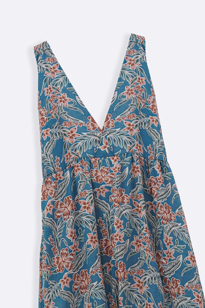 BLUE COTTON HALTER DRESS