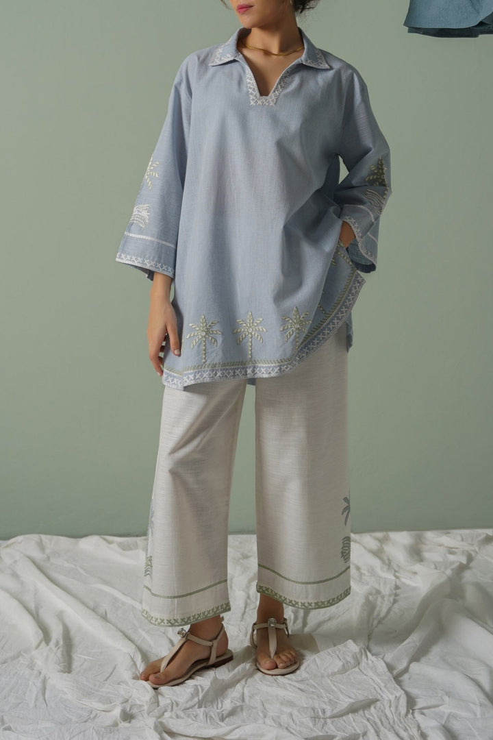 BLUE MORNING IN COLOMBO TUNIC
