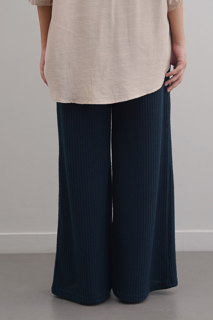 TEAL WAFFLE KNIT PANTS