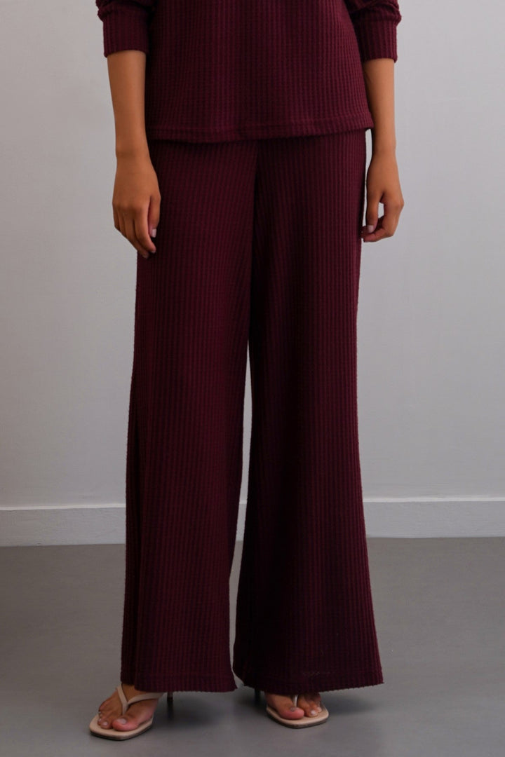 WINE WAFFLE KNIT PANTS