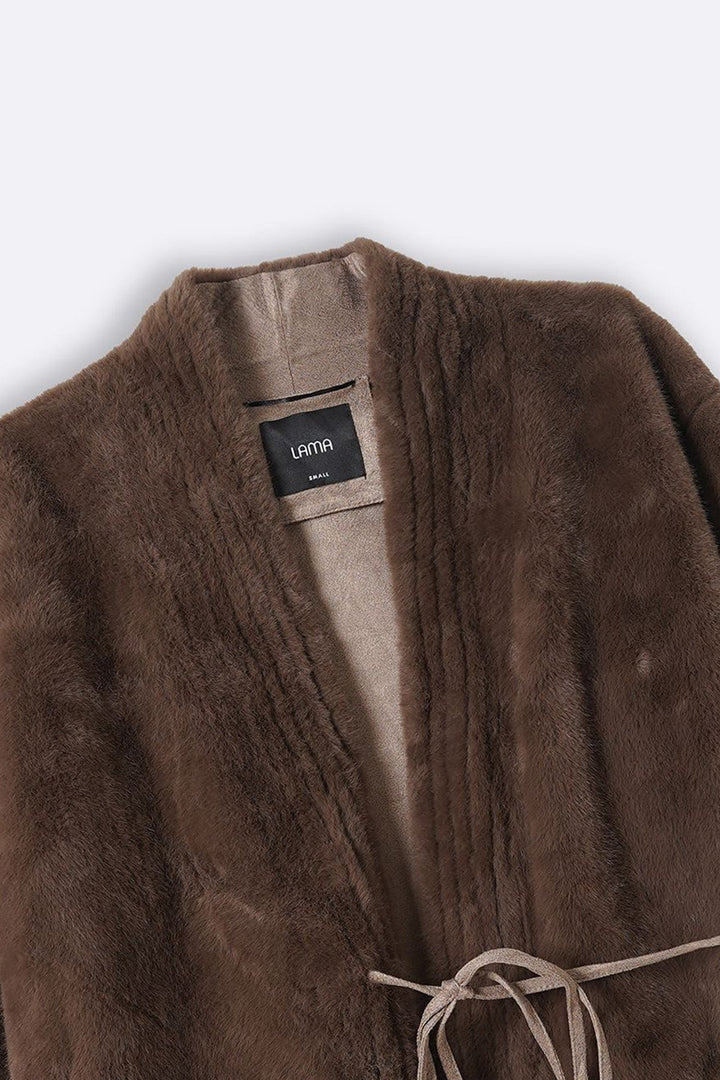 BROWN LUXE FUR WRAP COAT