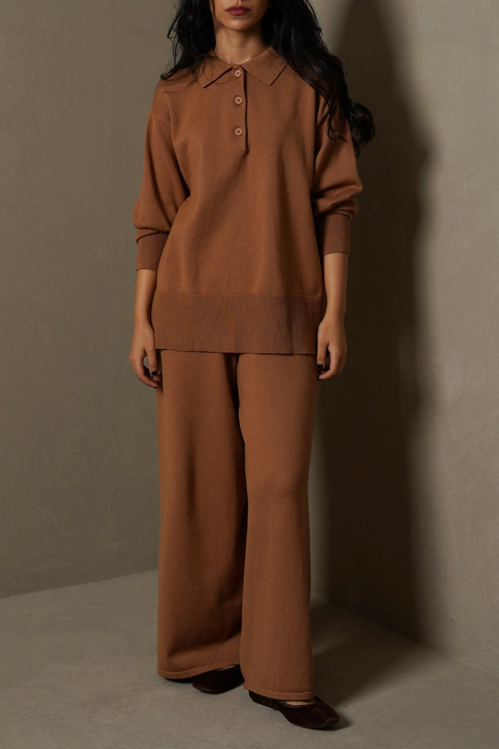 CAMEL FLOWY TROUSERS