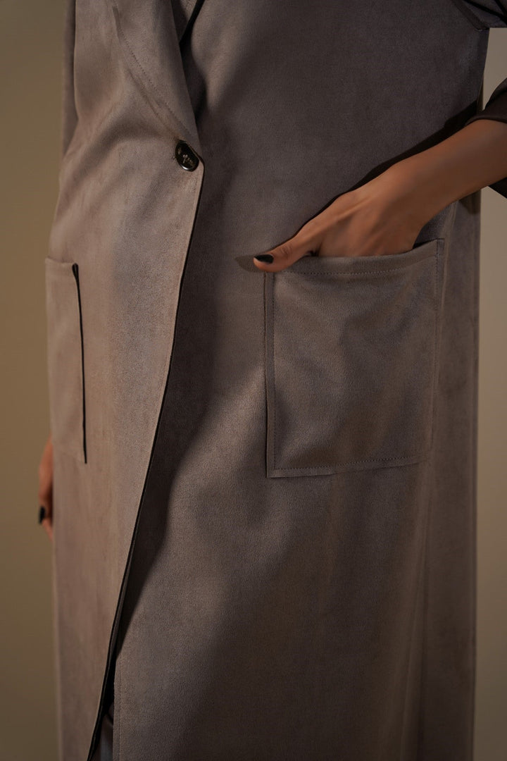 TAUPE LUXURY LONG SUEDE COAT