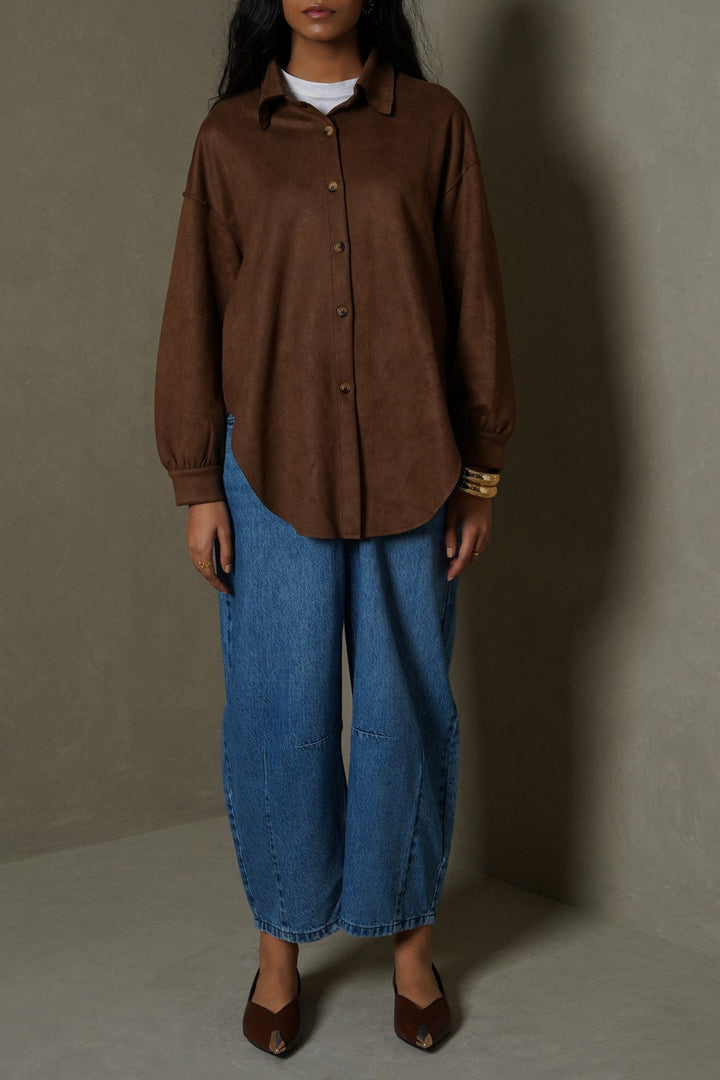 BROWN MARA SUEDE SHIRT