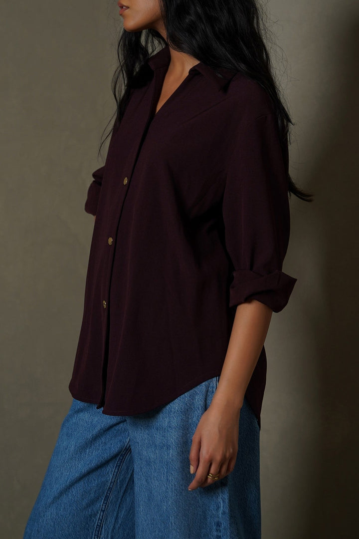 WINE MOCCA BUTTON DOWN