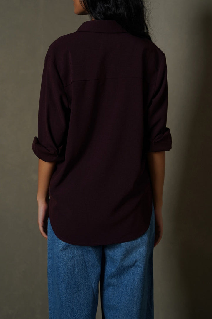 WINE MOCCA BUTTON DOWN