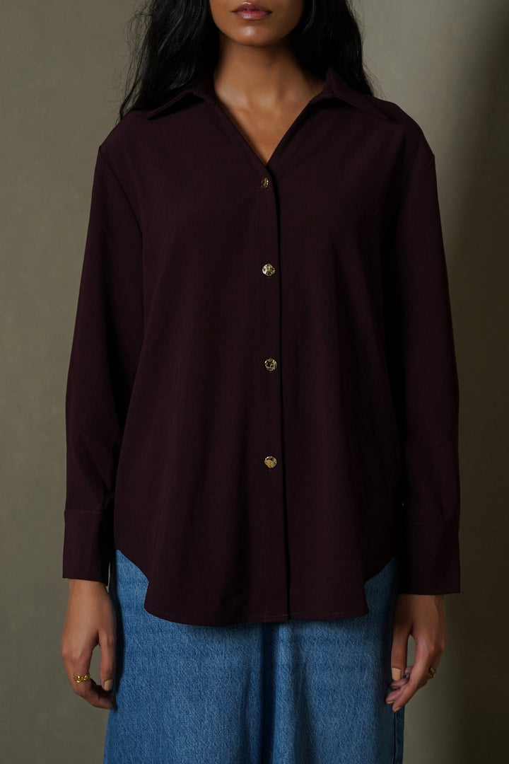WINE MOCCA BUTTON DOWN