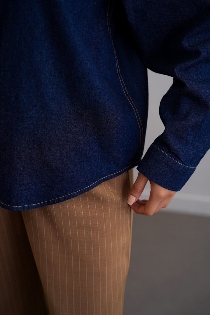 MID BLUE RELAXED DENIM SHIRT