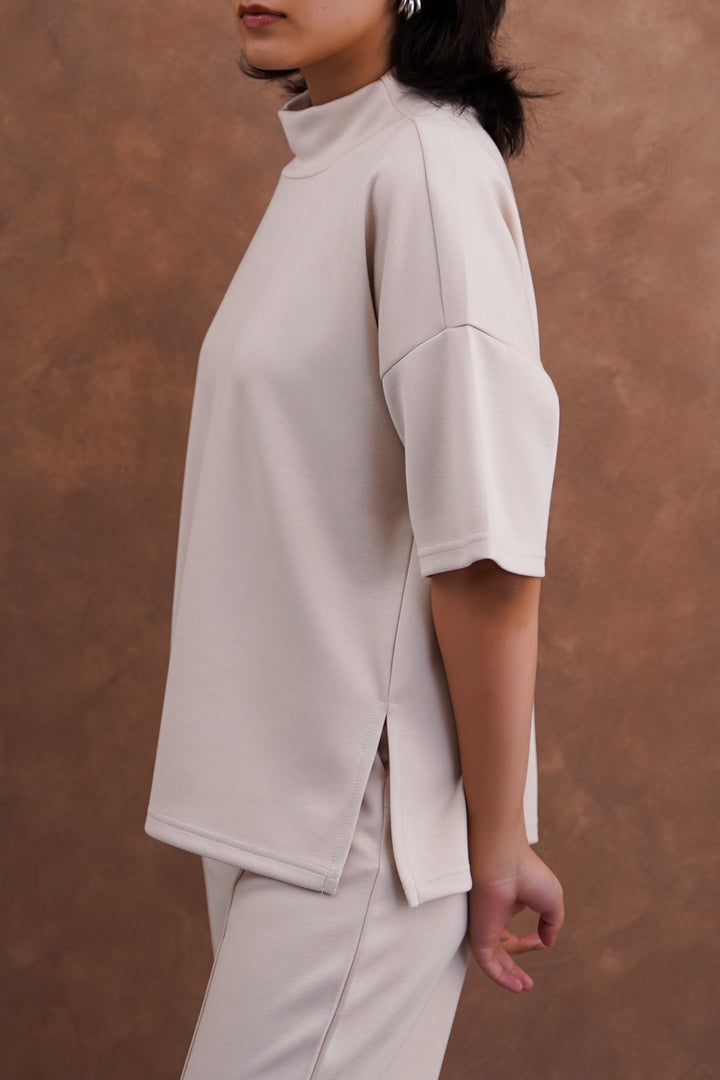 BEIGE NEOPRENE HIGH NECK
