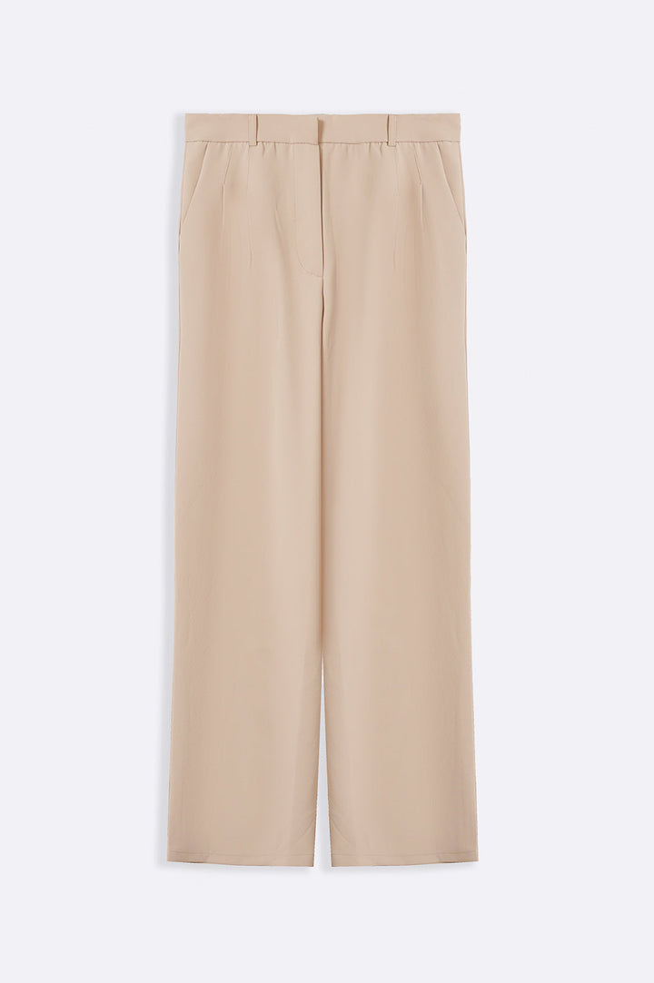 BEIGE LONG FORMAL STRAIGHT TROUSERS