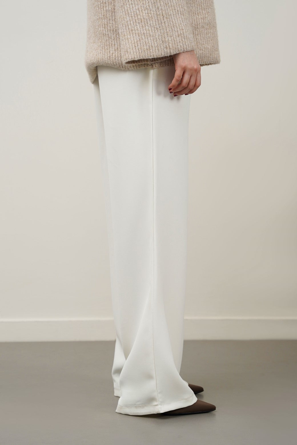 WHITE LONG FORMAL STRAIGHT TROUSERS