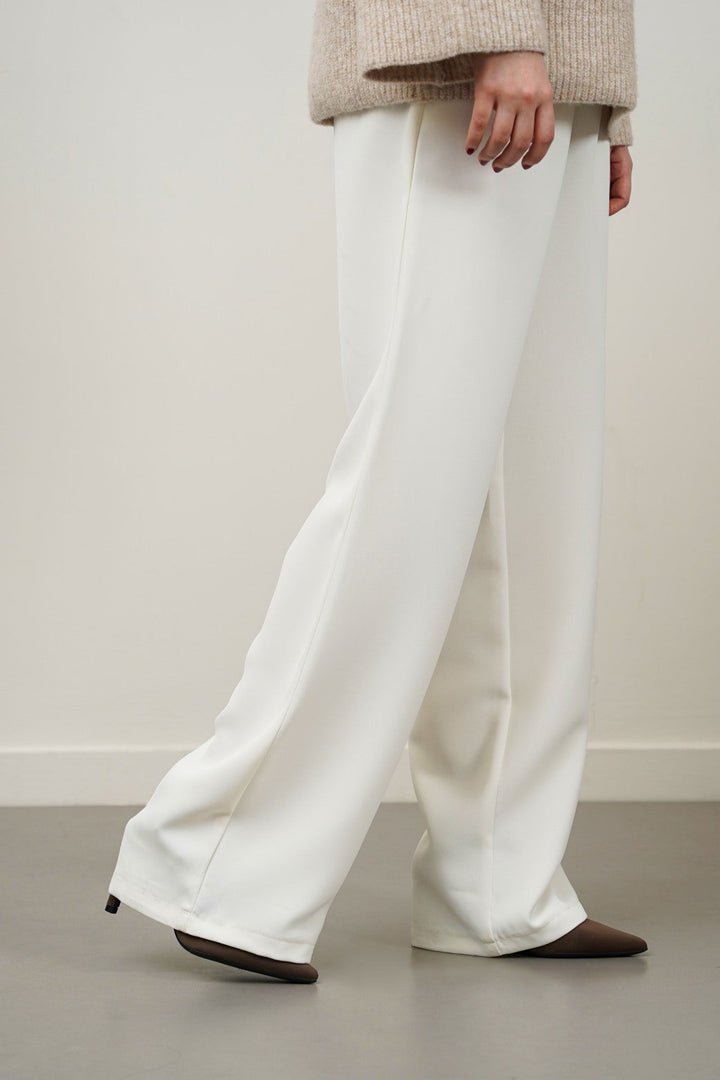 WHITE LONG FORMAL STRAIGHT TROUSERS