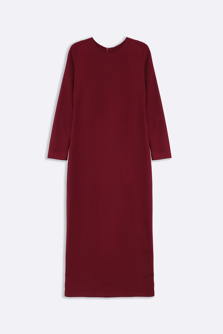 BURGUNDY TAILORED SLIM FIT DRESS