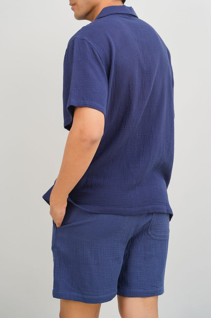 NAVY MUSLIN SHORTS