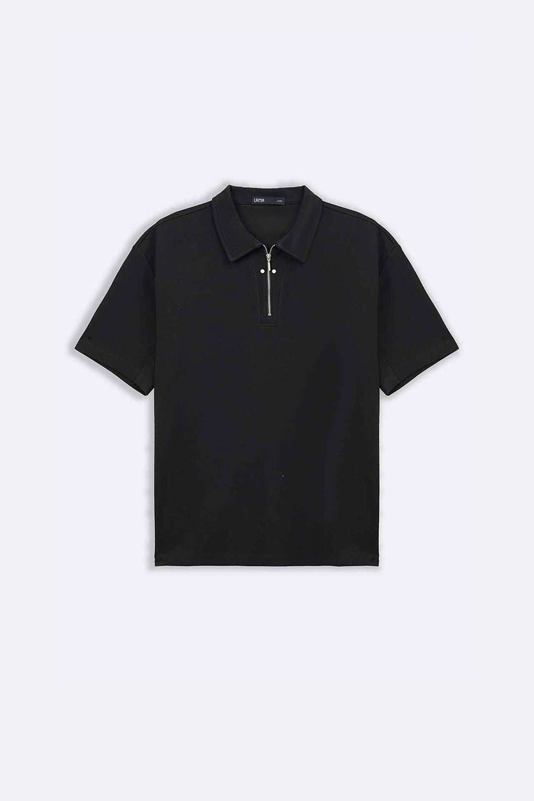 BLACK POLO SHIRT WITH ZIP