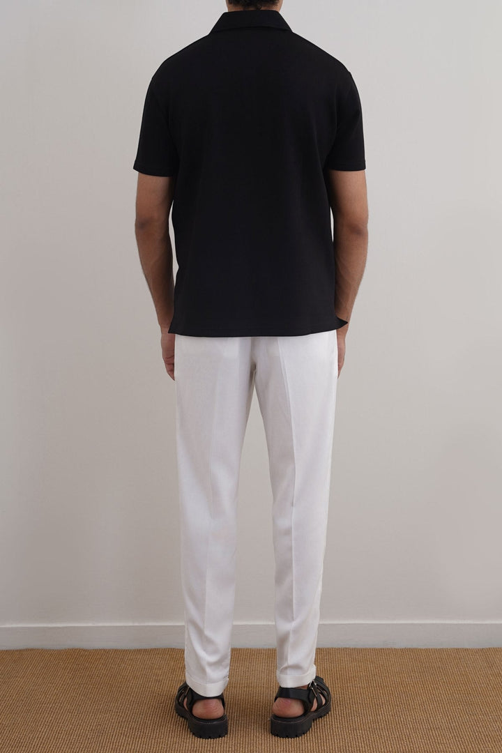 WHITE TURN-UP PANTS