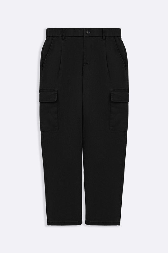 BLACK EASY TAPERED CARGOS