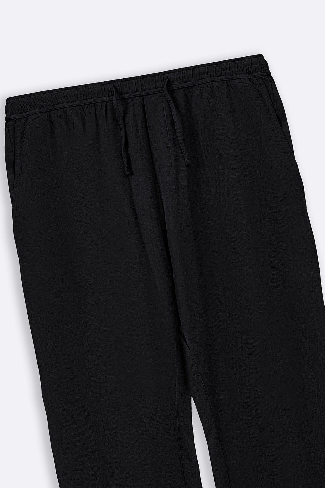 BLACK LINEN BLEND RELAXED TROUSERS