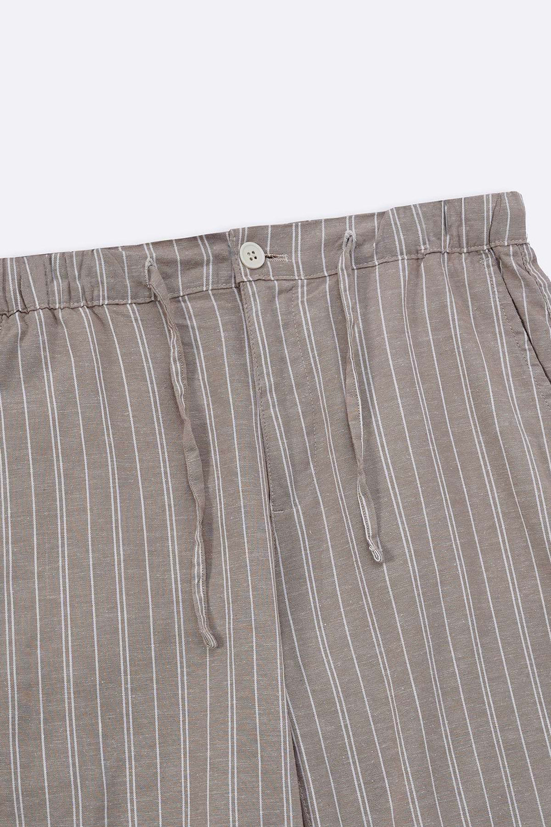 BEIGE STRIPED SHORTS WITH LINEN