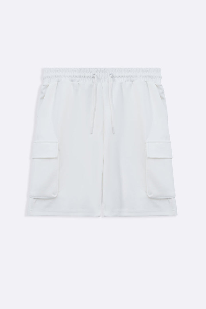 WHITE NEOPRENE CARGO SHORTS
