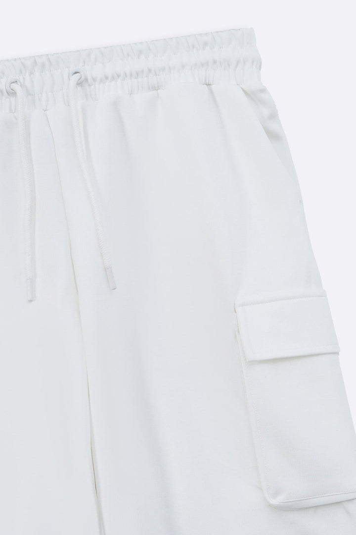 WHITE NEOPRENE CARGO SHORTS