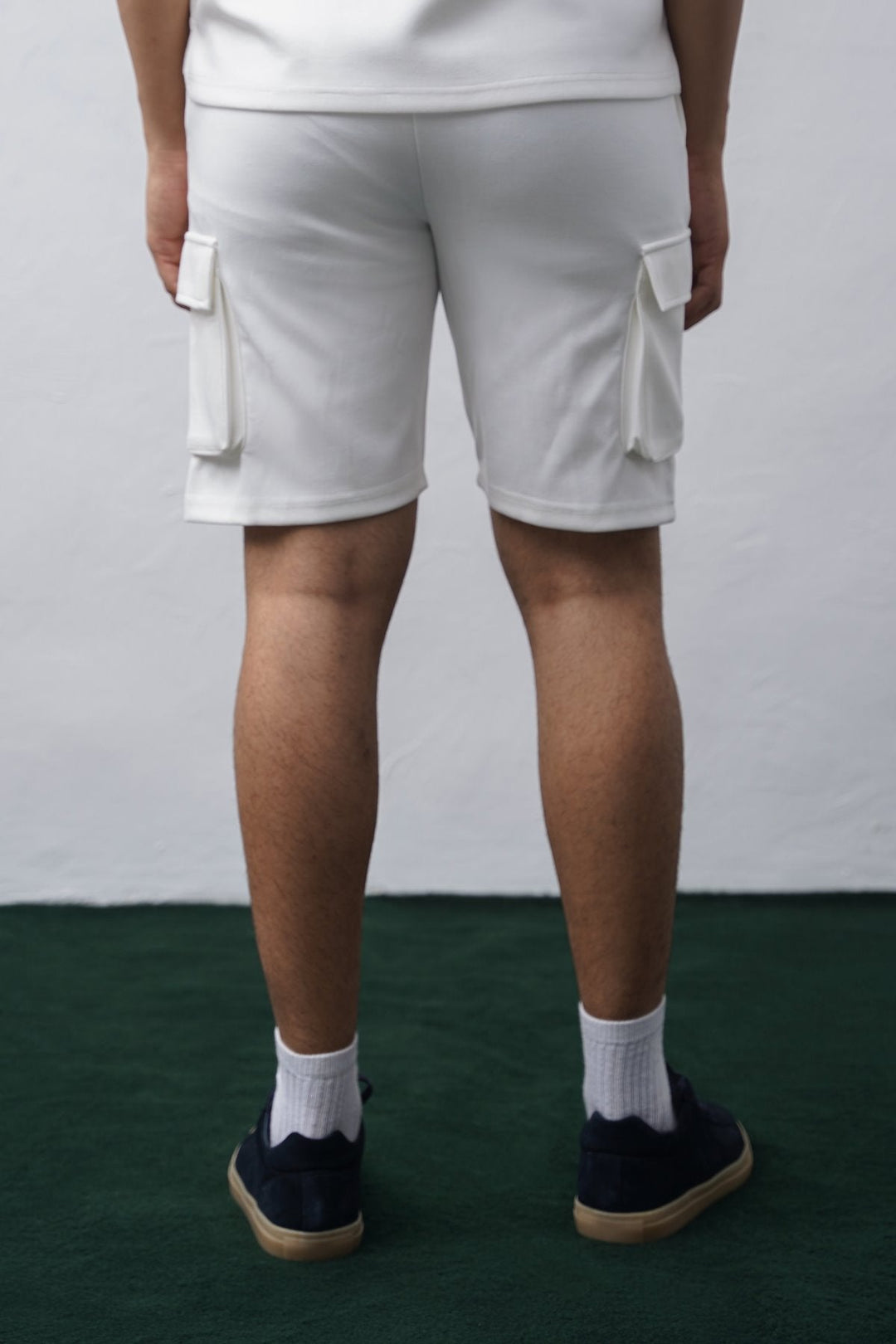 WHITE NEOPRENE CARGO SHORTS