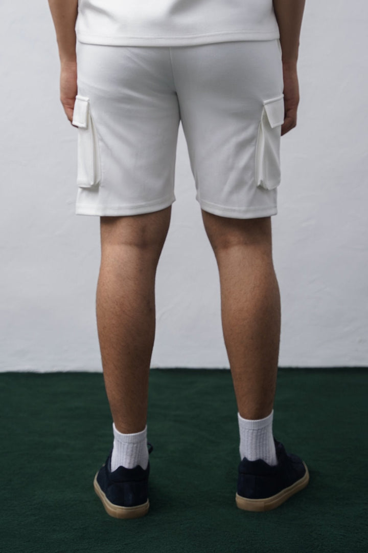 WHITE NEOPRENE CARGO SHORTS