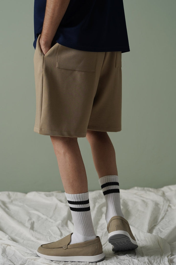 KHAKI KNITTED EASY SHORTS